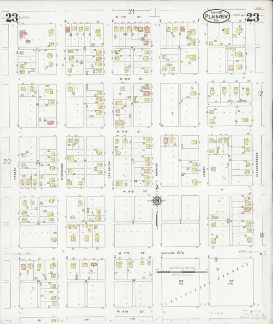 Sanborn Fire Insurance Map from Plainview, Hale County, Texas (1927), Sheet #0023 - Historic Sanborn Fire Insurance Map Print, vintage old map wall art, antique decor, genealogy gift, Texas Texas map
