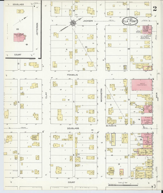 Sanborn Fire Insurance Map from Elk Point, Union County, South Dakota (1912), Sheet #0002 - Historic Sanborn Fire Insurance Map Print, vintage old map wall art, antique decor, genealogy gift, South Dakota South Dakota map