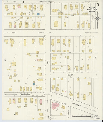 Sanborn Fire Insurance Map from Delta, Fulton County, Ohio (1916), Sheet #0007 - Historic Sanborn Fire Insurance Map Print, vintage old map wall art, antique decor, genealogy gift, Ohio Ohio map