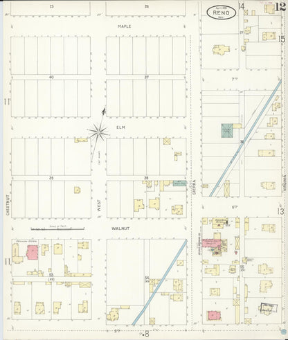 Sanborn Fire Insurance Map from Reno, Washoe County, Nevada (1899), Sheet #0012 - Complete Map Set gallery image, historic Sanborn map, vintage wall art, Nevada Nevada