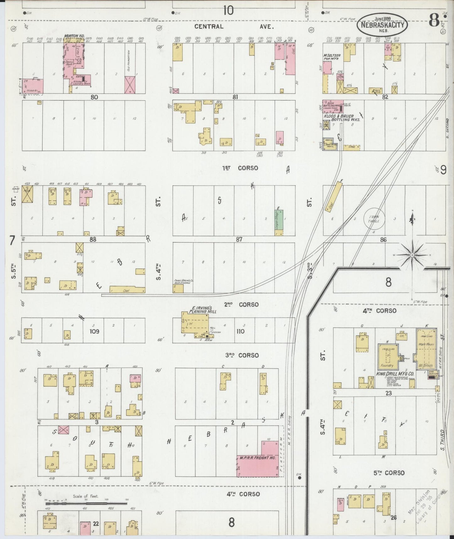 Sanborn Fire Insurance Map from Nebraska City, Otoe County, Nebraska (1899), Sheet #0008 - Complete Map Set gallery image, historic Sanborn map, vintage wall art, Nebraska Nebraska