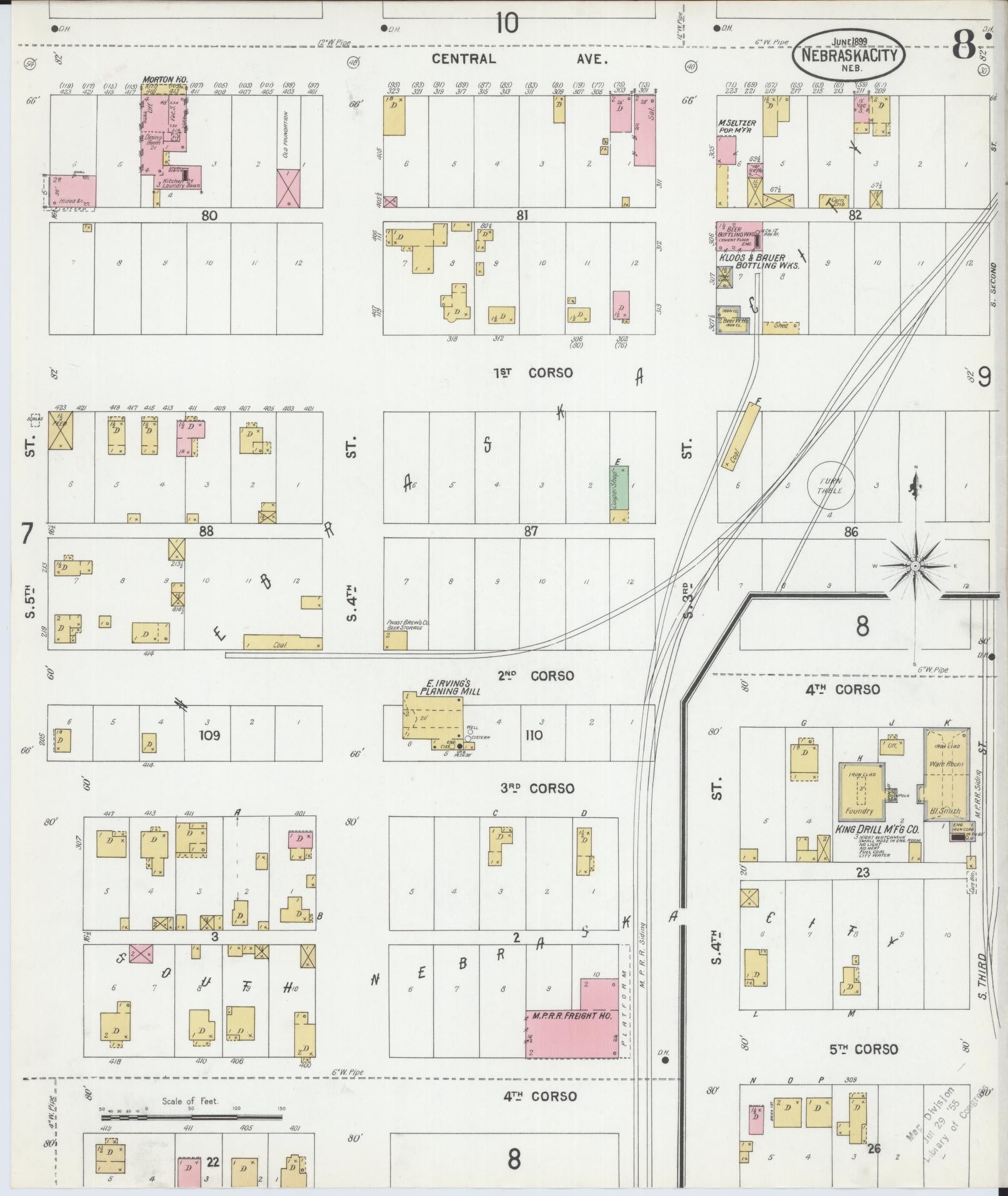 Sanborn Fire Insurance Map from Nebraska City, Otoe County, Nebraska (1899), Sheet #0008 - Complete Map Set gallery image, historic Sanborn map, vintage wall art, Nebraska Nebraska