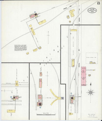 Sanborn Fire Insurance Map from Eveleth, Saint Louis County, Minnesota (1906), Sheet #0008 - Complete Map Set gallery image, historic Sanborn map, vintage wall art, Minnesota Minnesota