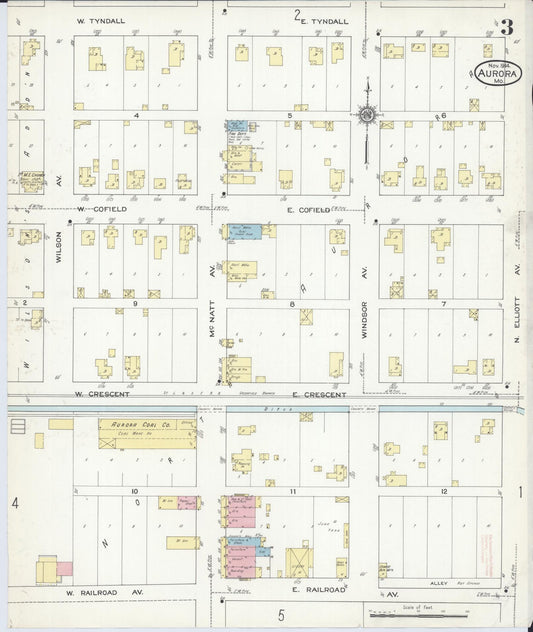 Sanborn Fire Insurance Map from Aurora, Lawrence County, Missouri (1914), Sheet #0003 - Historic Sanborn Fire Insurance Map Print, vintage old map wall art, antique decor, genealogy gift, Missouri Missouri map