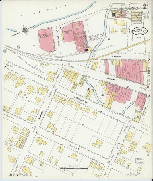 Sanborn Fire Insurance Map from Yazoo City, Yazoo County, Mississippi (1911), Sheet #0002 - Historic Sanborn Fire Insurance Map Print, vintage old map wall art, antique decor, genealogy gift, Mississippi Mississippi map