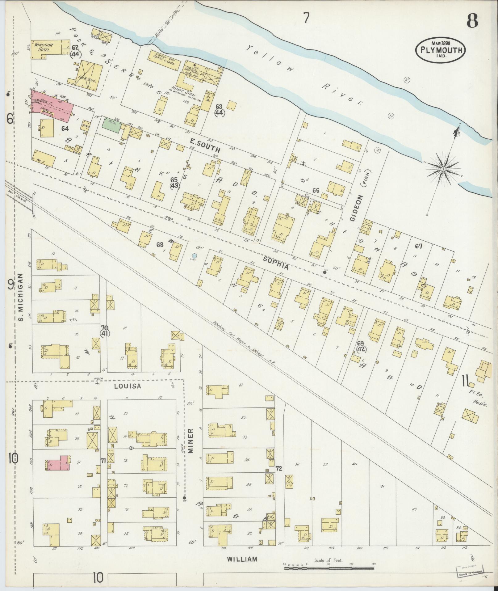 Sanborn Fire Insurance Map from Plymouth, Marhshall County, Indiana (1898), Sheet #0008 - Complete Map Set gallery image, historic Sanborn map, vintage wall art, Indiana Indiana