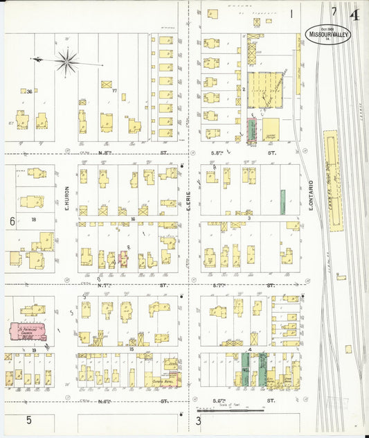 Sanborn Fire Insurance Map from Missouri Valley, Harrison County, Iowa (1901), Sheet #0004 - Historic Sanborn Fire Insurance Map Print, vintage old map wall art