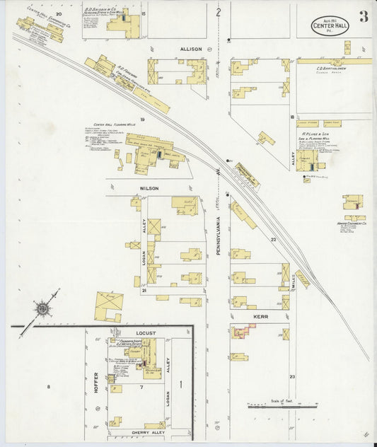 Sanborn Fire Insurance Map from Center Hall, Centre County, Pennsylvania (1911), Sheet #0003 - Historic Sanborn Fire Insurance Map Print, vintage old map wall art, antique decor, genealogy gift, Pennsylvania Pennsylvania map