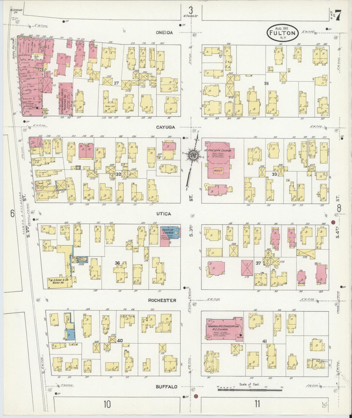 Sanborn Fire Insurance Map from Fulton, Oswego County, New York (1911), Sheet #0007 - Complete Map Set gallery image, historic Sanborn map, vintage wall art, New York New York