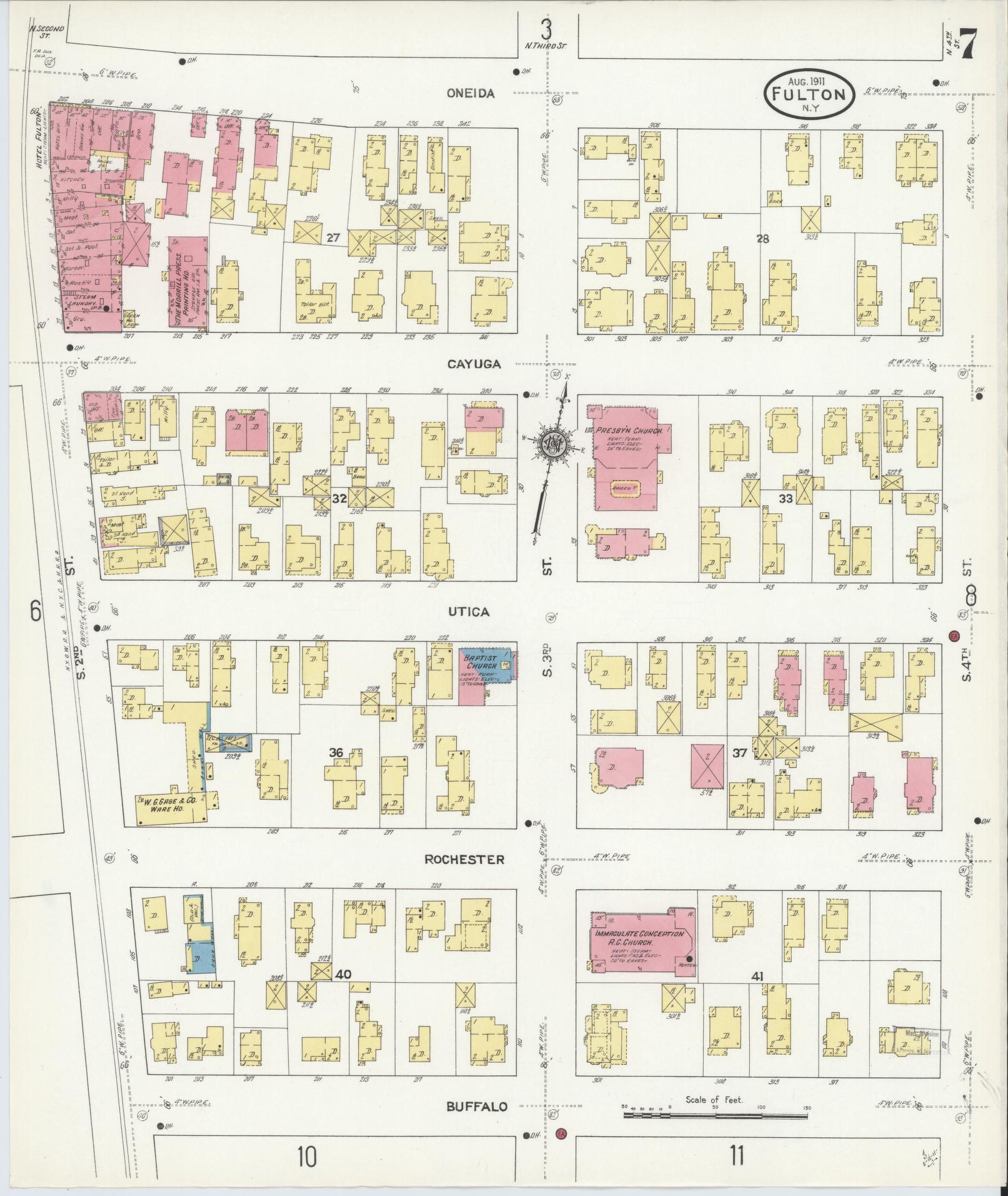 Sanborn Fire Insurance Map from Fulton, Oswego County, New York (1911), Sheet #0007 - Complete Map Set gallery image, historic Sanborn map, vintage wall art, New York New York