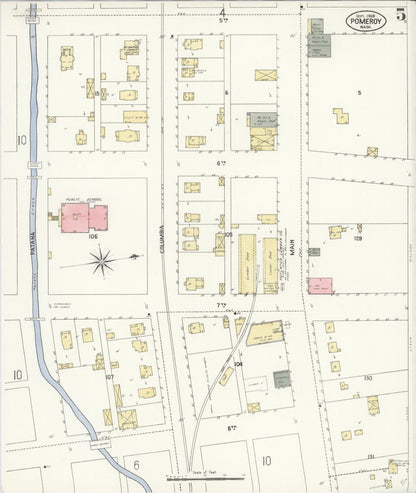 Sanborn Fire Insurance Map from Pomeroy, Garfield County, Washington (1908), Sheet #0005 - Complete Map Set gallery image, historic Sanborn map, vintage wall art, Washington Washington