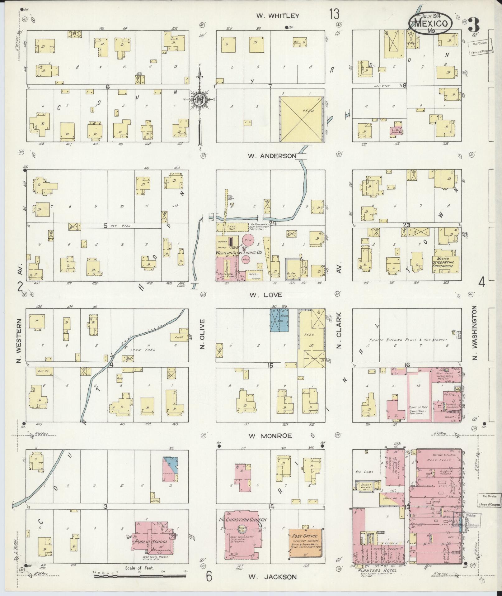 Sanborn Fire Insurance Map from Mexico, Audrain County, Missouri (1914), Sheet #0003 - Historic Sanborn Fire Insurance Map Print, vintage old map wall art, antique decor, genealogy gift, Missouri Missouri map