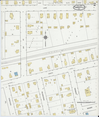 Sanborn Fire Insurance Map from Pardeeville, Columbia County, Wisconsin (1919), Sheet #0002 - Complete Map Set gallery image, historic Sanborn map, vintage wall art, Wisconsin Wisconsin