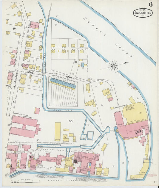 Sanborn Fire Insurance Map from Saugerties, Ulster County, New York (1892), Sheet #0006 - Historic Sanborn Fire Insurance Map Print, vintage old map wall art, antique decor, genealogy gift, New York New York map