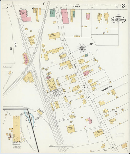 Sanborn Fire Insurance Map from Winchester, Clark County, Kentucky (1901), Sheet #0003 - Historic Sanborn Fire Insurance Map Print, vintage old map wall art, antique decor, genealogy gift, Kentucky Kentucky map