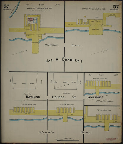 Sanborn Fire Insurance Map from New Jersey Coast, New Jersey Coast, New Jersey (1890), Sheet #0057 - Historic Sanborn Fire Insurance Map Print, vintage old map wall art, antique decor, genealogy gift, New Jersey Coast New Jersey map