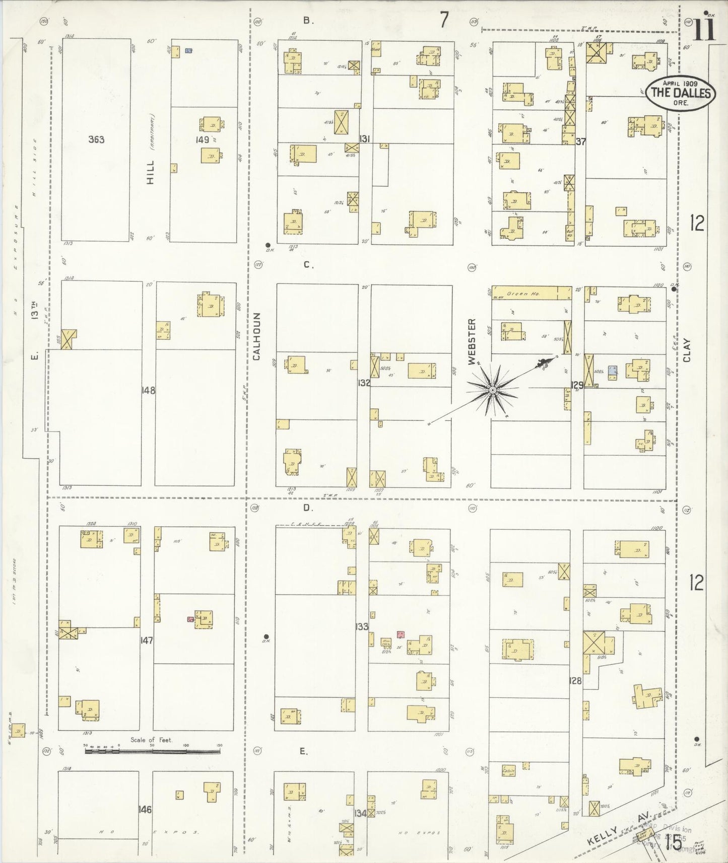Sanborn Fire Insurance Map from The Dalles, Wasco County, Oregon (1909), Sheet #0011 - Complete Map Set gallery image, historic Sanborn map, vintage wall art, Oregon Oregon