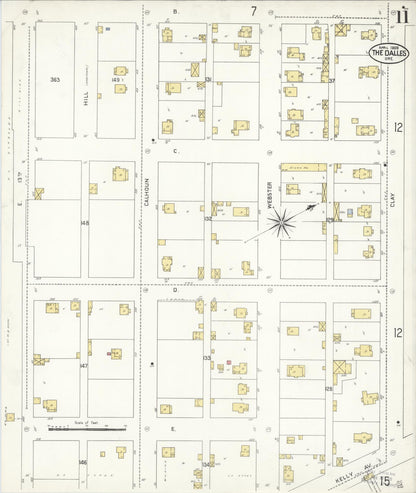Sanborn Fire Insurance Map from The Dalles, Wasco County, Oregon (1909), Sheet #0011 - Complete Map Set gallery image, historic Sanborn map, vintage wall art, Oregon Oregon