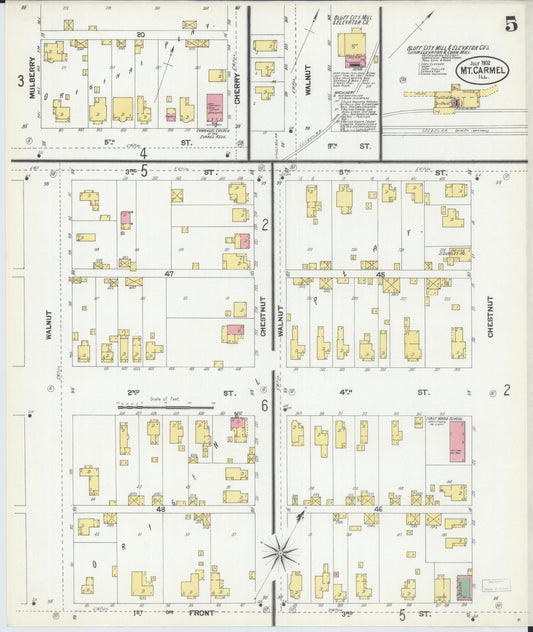 Sanborn Fire Insurance Map from Mount Carmel, Wabash County, Illinois (1902), Sheet #0005 - Historic Sanborn Fire Insurance Map Print, vintage old map wall art, antique decor, genealogy gift, Illinois Illinois map