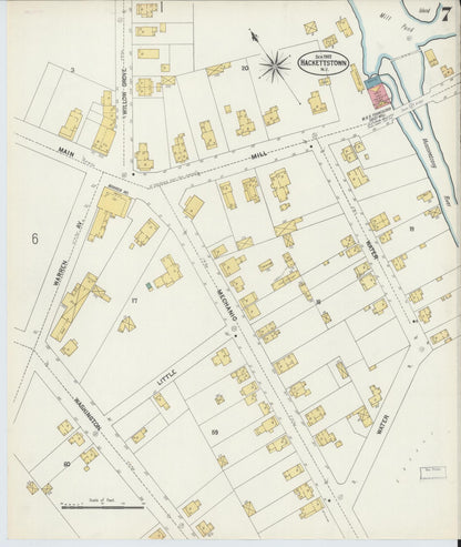 Sanborn Fire Insurance Map from Hackettstown, Warren County, New Jersey (1902), Sheet #0007 - Historic Sanborn Fire Insurance Map Print, vintage old map wall art, antique decor, genealogy gift, New Jersey New Jersey map