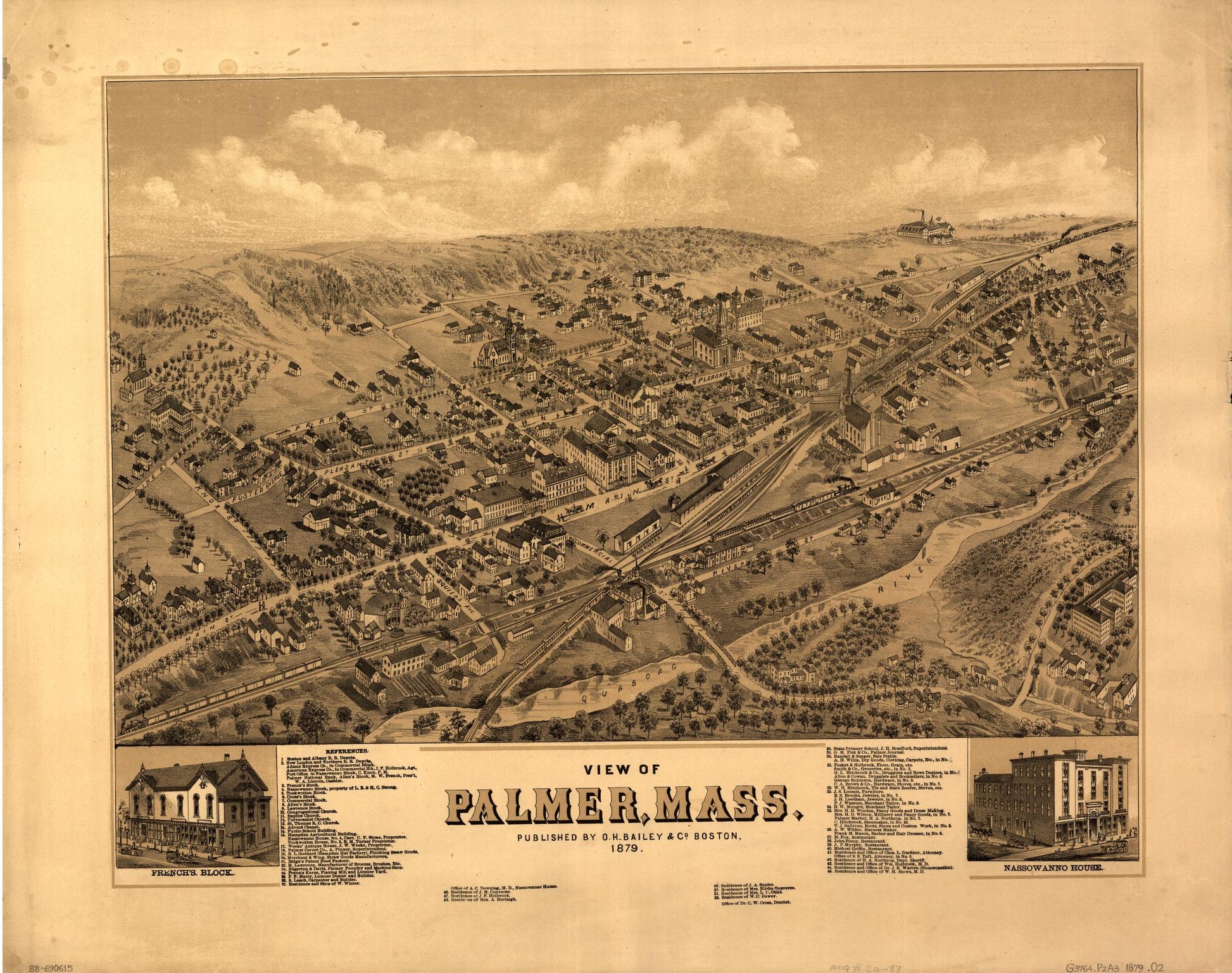 View of Palmer, Mass. (1879) – Historic Bird’s-Eye View Panorama Print