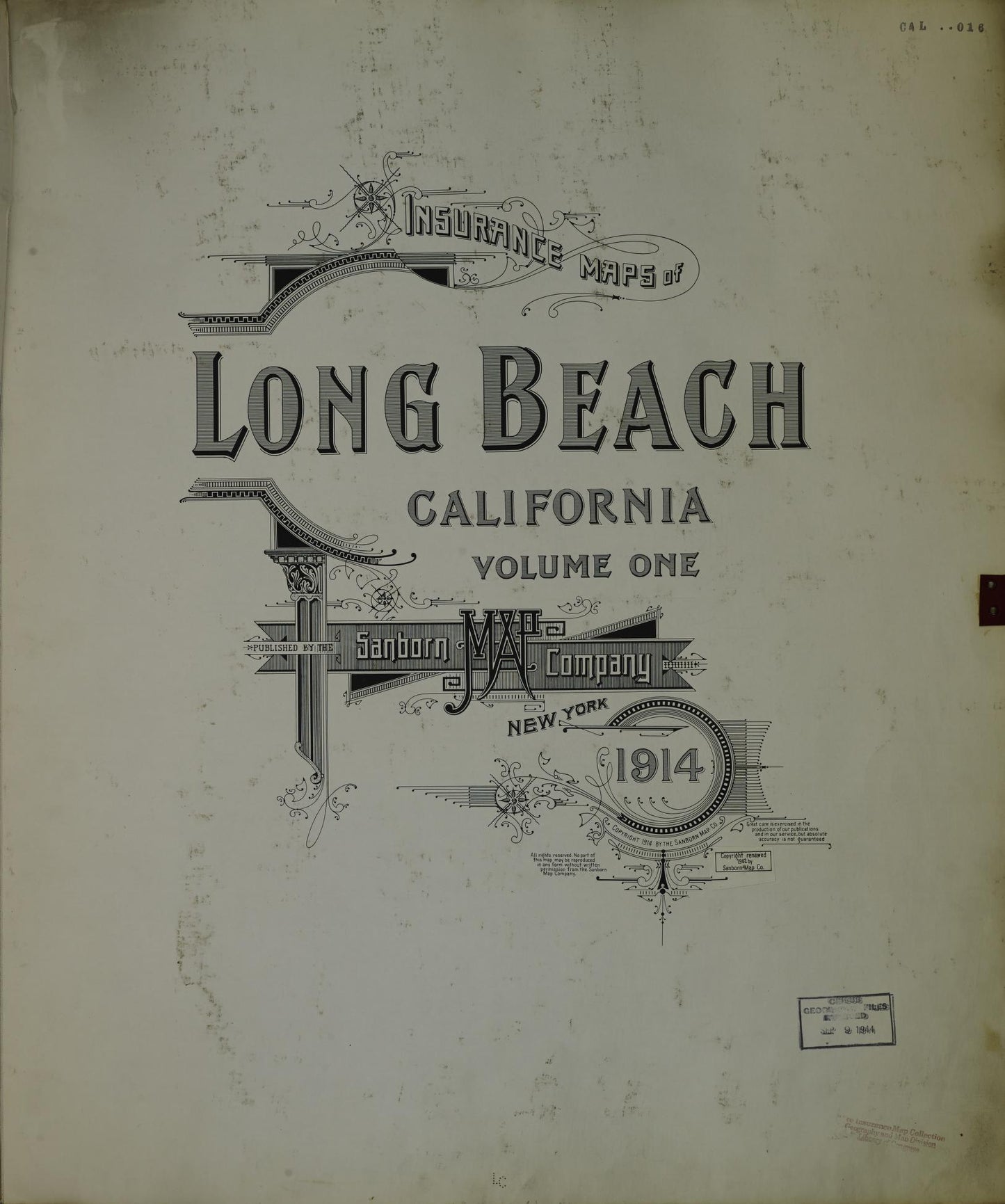 Sanborn Fire Insurance Map from Long Beach, Los Angeles County, California (1950), Sheet #0001 - Historic Sanborn Fire Insurance Map Print, vintage old map wall art, antique decor, genealogy gift, California California map
