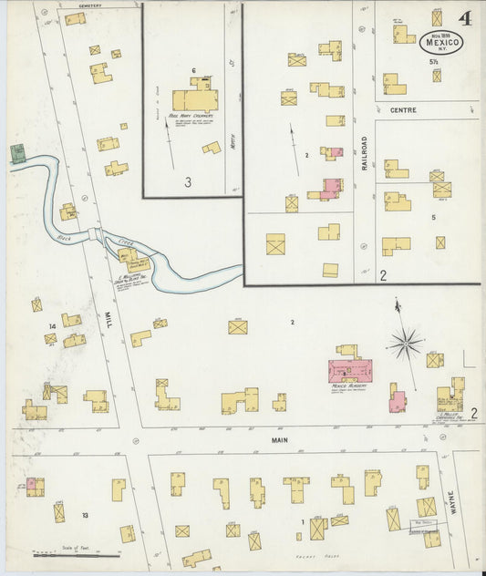 Sanborn Fire Insurance Map from Mexico, Oswego County, New York (1899), Sheet #0004 - Historic Sanborn Fire Insurance Map Print, vintage old map wall art, antique decor, genealogy gift, New York New York map