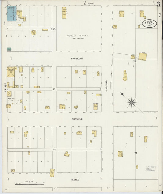 Sanborn Fire Insurance Map from Afton, Ottawa County, Oklahoma (1898), Sheet #0003 - Historic Sanborn Fire Insurance Map Print, vintage old map wall art, antique decor, genealogy gift, Oklahoma Oklahoma map