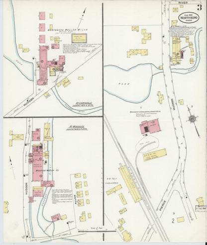 Sanborn Fire Insurance Map from Northboro, Worcester County, Massachusetts (1910), Sheet #0003 - Complete Map Set gallery image, historic Sanborn map, vintage wall art, Massachusetts Massachusetts