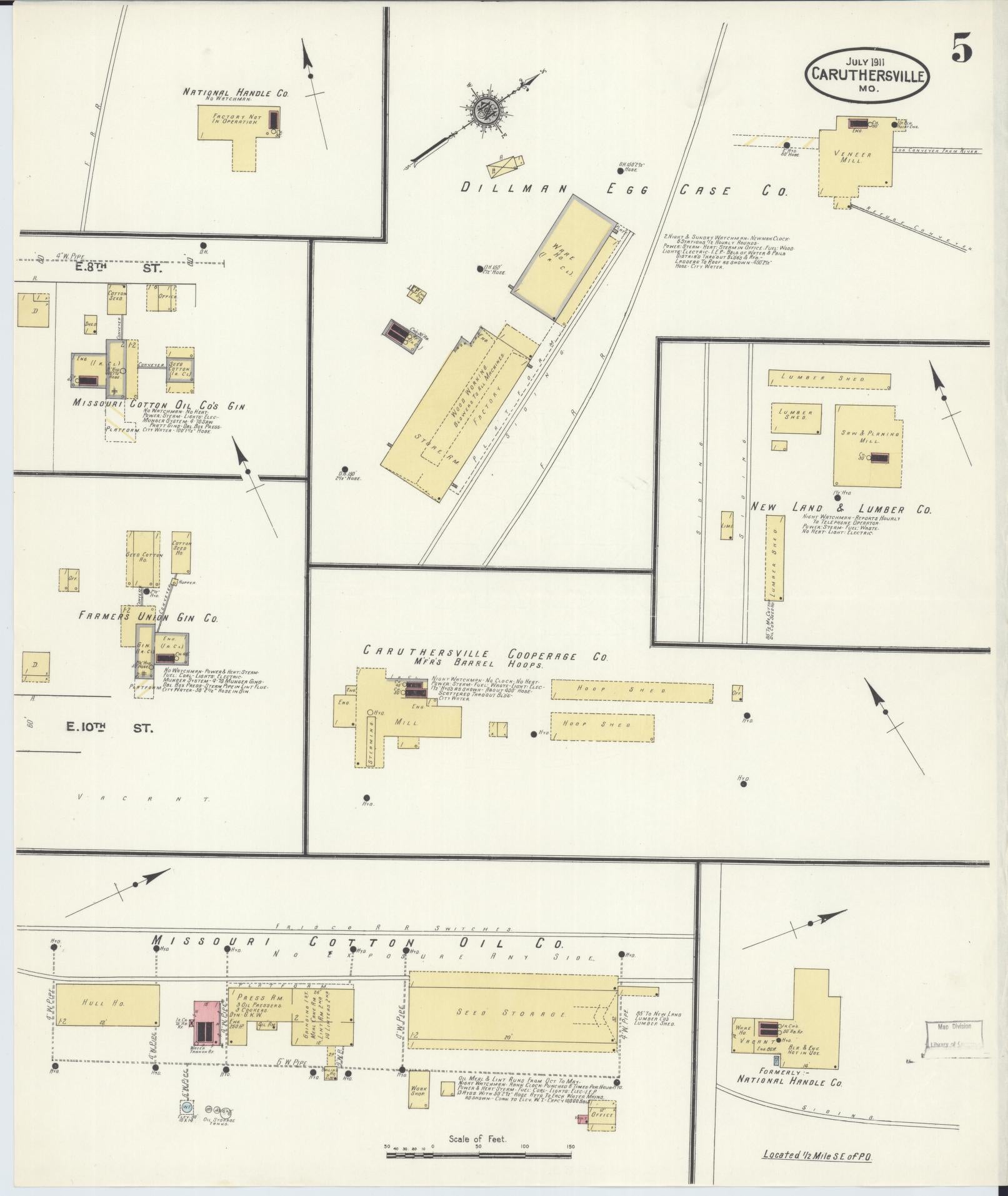 Sanborn Fire Insurance Map from Caruthersville, Pemiscot County, Missouri (1911), Sheet #0005 - Complete Map Set gallery image, historic Sanborn map, vintage wall art, Missouri Missouri