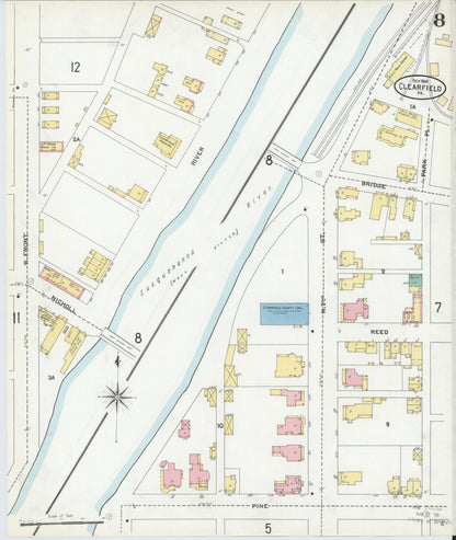 Sanborn Fire Insurance Map from Clearfield, Clearfield County, Pennsylvania (1904), Sheet #0008 - Complete Map Set gallery image, historic Sanborn map, vintage wall art, Pennsylvania Pennsylvania
