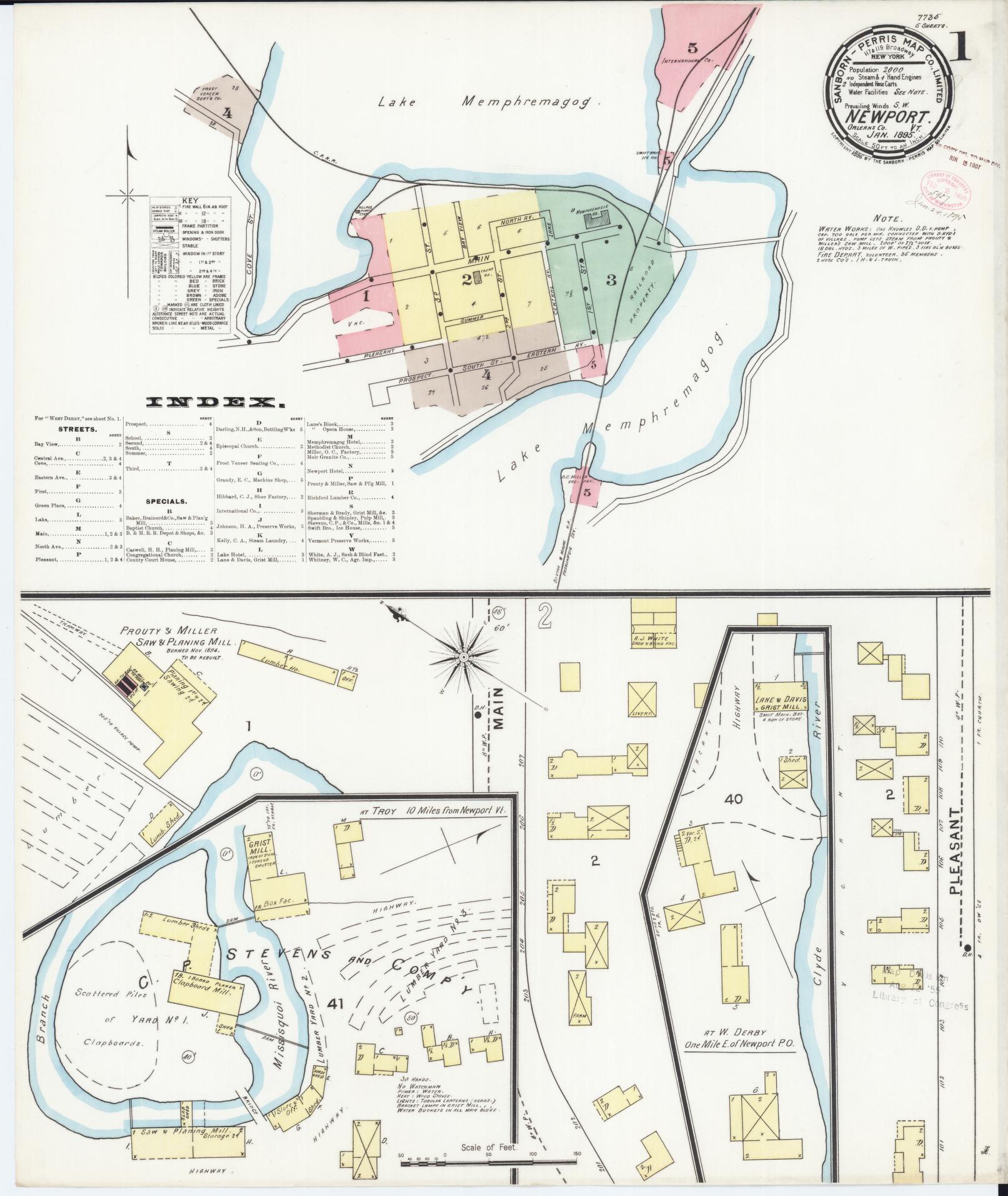 Sanborn Fire Insurance Map from Newport, Orleans County, Vermont. (1895) – Historic Sanborn Fire Insurance Map Print