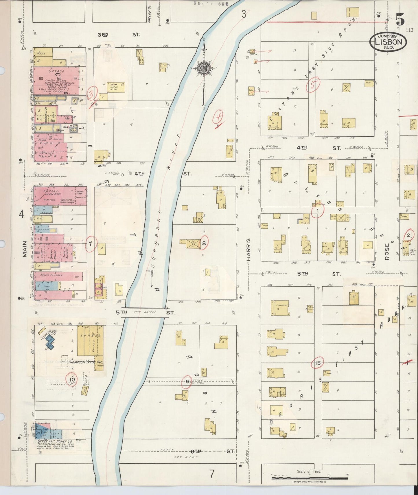 Sanborn Fire Insurance Map from Lisbon, Ransom County, North Dakota (1945), Sheet #0005 - Complete Map Set gallery image, historic Sanborn map, vintage wall art, North Dakota North Dakota