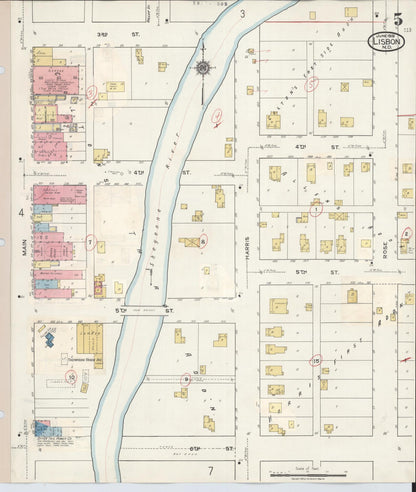 Sanborn Fire Insurance Map from Lisbon, Ransom County, North Dakota (1945), Sheet #0005 - Complete Map Set gallery image, historic Sanborn map, vintage wall art, North Dakota North Dakota
