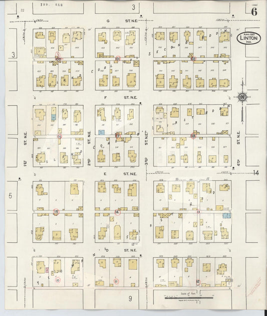 Sanborn Fire Insurance Map from Linton, Greene County, Indiana (1948), Sheet #0006 - Historic Sanborn Fire Insurance Map Print, vintage old map wall art, antique decor, genealogy gift, Indiana Indiana map