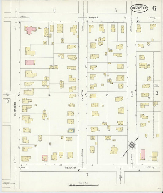Sanborn Fire Insurance Map from Dansville, Livingston County, New York (1914), Sheet #0006 - Historic Sanborn Fire Insurance Map Print, vintage old map wall art, antique decor, genealogy gift, New York New York map
