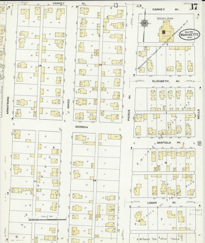 Sanborn Fire Insurance Map from Marinette, Marinette County, Wisconsin (1910), Sheet #0017 - Complete Map Set gallery image, historic Sanborn map, vintage wall art, Wisconsin Wisconsin