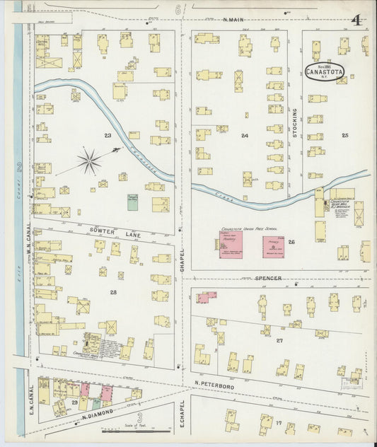 Sanborn Fire Insurance Map from Canastota, Madison County, New York (1895), Sheet #0004 - Historic Sanborn Fire Insurance Map Print, vintage old map wall art, antique decor, genealogy gift, New York New York map