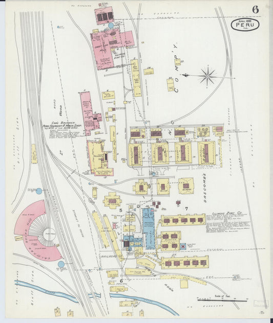 Sanborn Fire Insurance Map from Peru, La Salle County, Illinois (1892), Sheet #0006 - Historic Sanborn Fire Insurance Map Print, vintage old map wall art, antique decor, genealogy gift, Illinois Illinois map