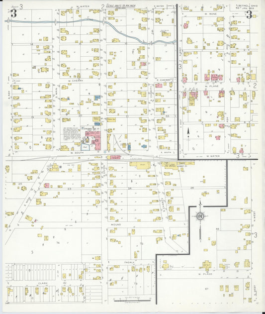 Sanborn Fire Insurance Map from Bethel, Clermont County, Ohio (1933), Sheet #0003 - Historic Sanborn Fire Insurance Map Print, vintage old map wall art, antique decor, genealogy gift, Ohio Ohio map