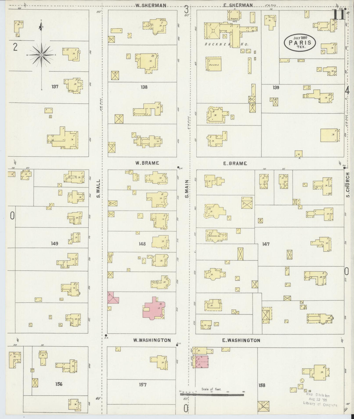 Sanborn Fire Insurance Map from Paris, Lamar County, Texas (1897), Sheet #0011 - Complete Map Set gallery image, historic Sanborn map, vintage wall art, Texas Texas