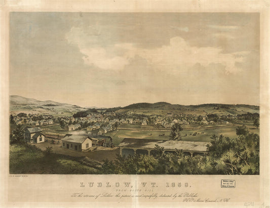 Ludlow, Vt. 1859 From south hill (1859) – Historic Bird’s-Eye View Panorama Print