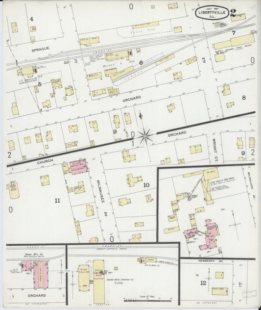 Sanborn Fire Insurance Map from Libertyville, Lake County, Illinois (1897), Sheet #0002 - Historic Sanborn Fire Insurance Map Print, vintage old map wall art, antique decor, genealogy gift, Illinois Illinois map