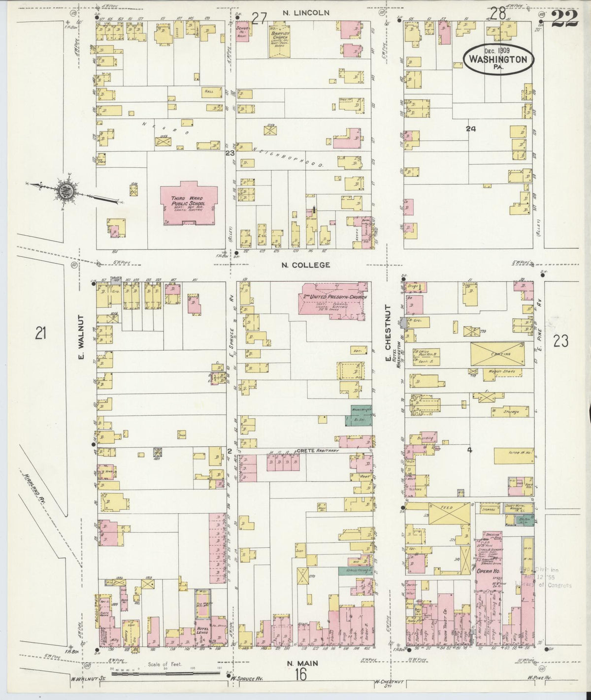 Sanborn Fire Insurance Map from Washington, Washington County, Pennsylvania (1909), Sheet #0022 - Complete Map Set gallery image, historic Sanborn map, vintage wall art, Sanborn Fire Insurance Map from Washington Washington