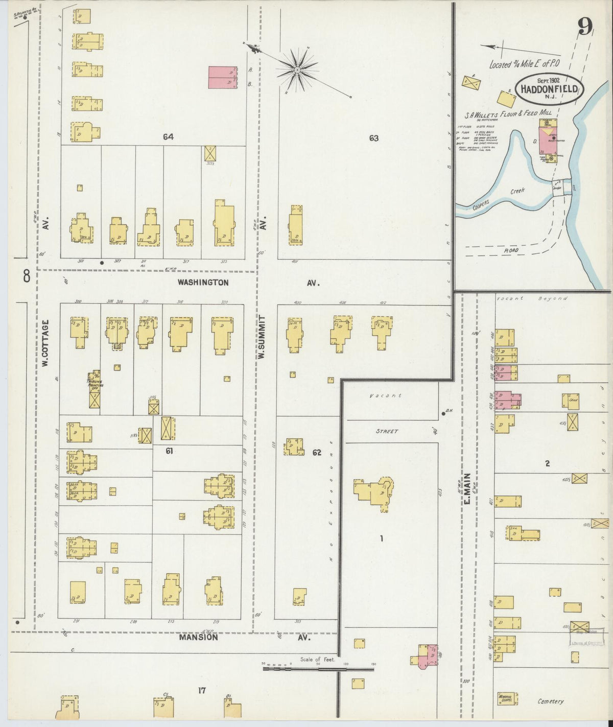 Sanborn Fire Insurance Map from Haddonfield, Camden County, New Jersey (1902), Sheet #0009 - Complete Map Set gallery image, historic Sanborn map, vintage wall art, New Jersey New Jersey