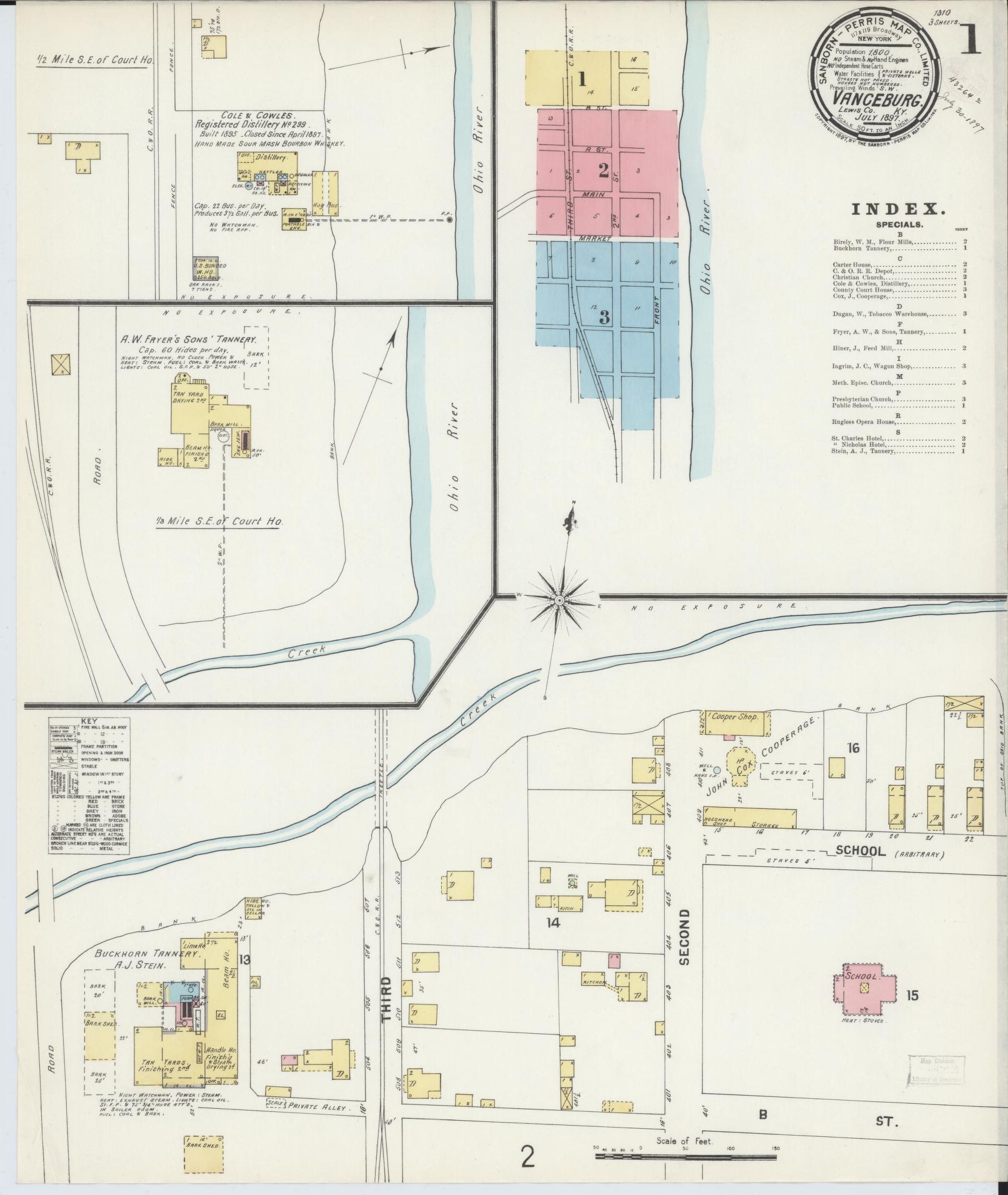 Sanborn Fire Insurance Map from Vanceburg, Lewis County, Kentucky. (1897) – Historic Sanborn Fire Insurance Map Print