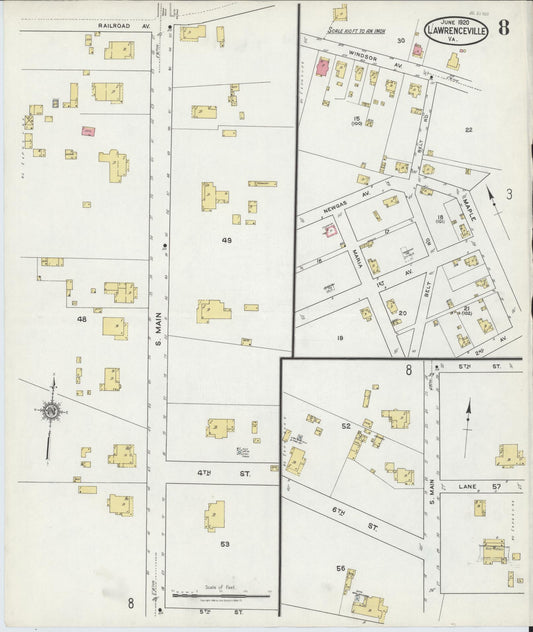Sanborn Fire Insurance Map from Lawrenceville, Brunswick County, Virginia (1920), Sheet #0008 - Historic Sanborn Fire Insurance Map Print, vintage old map wall art, antique decor, genealogy gift, Virginia Virginia map