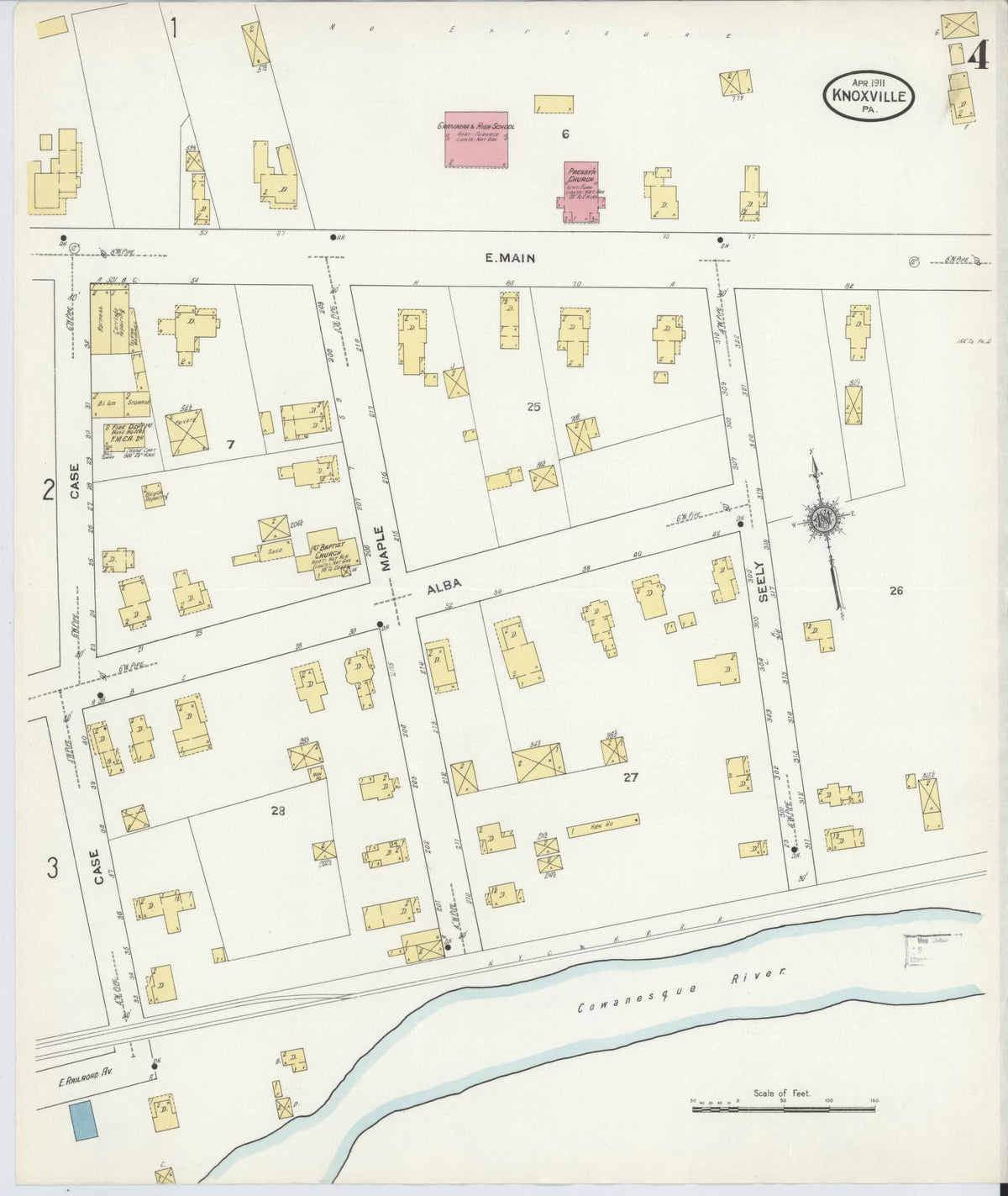 Sanborn Fire Insurance Map from Knoxville, Tioga County, Pennsylvania (1911), Sheet #0004 - Complete Map Set gallery image, historic Sanborn map, vintage wall art, Pennsylvania Pennsylvania