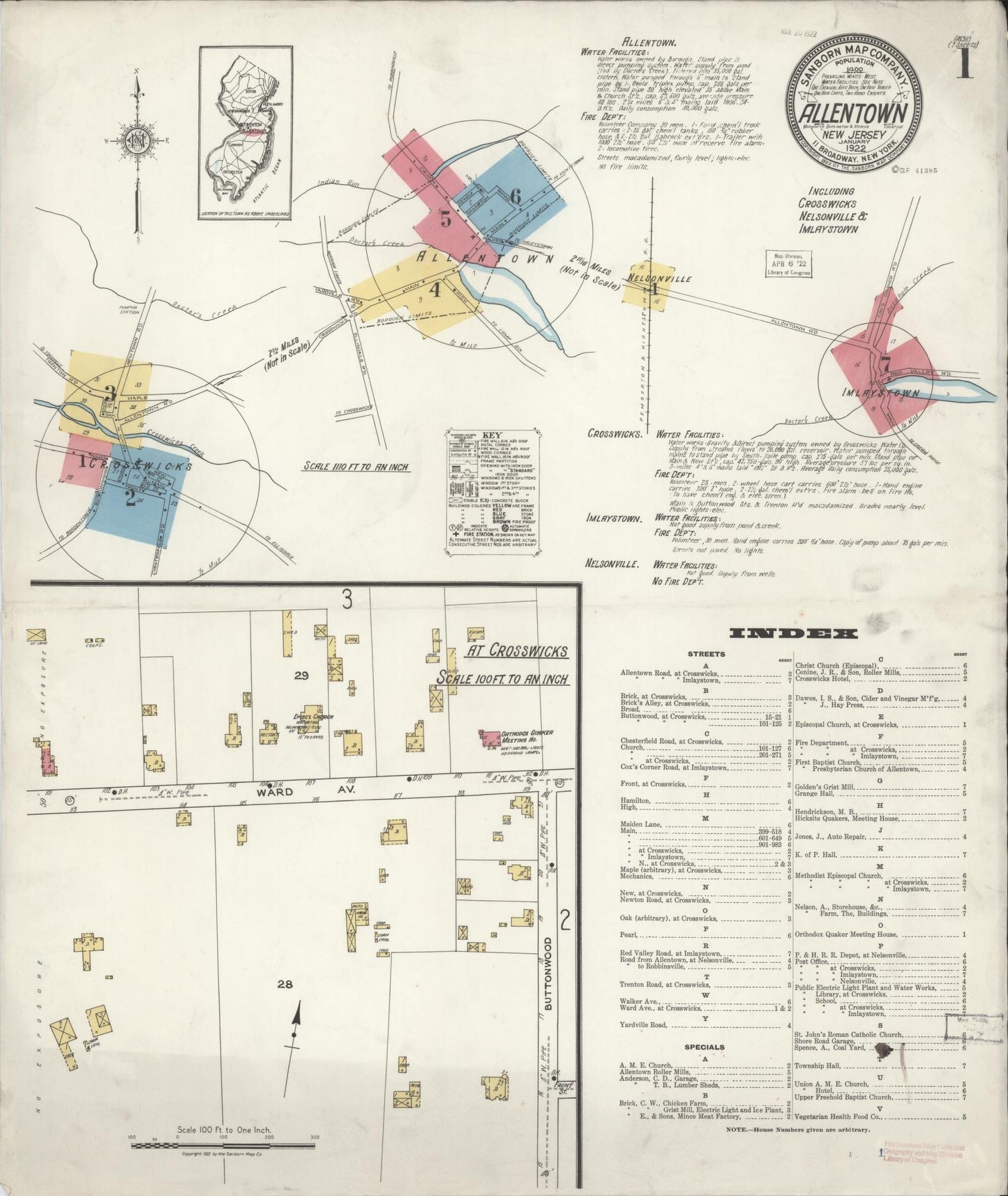 Sanborn Fire Insurance Map from Allentown, Monmouth County, New Jersey. (1922) – Historic Sanborn Fire Insurance Map Print
