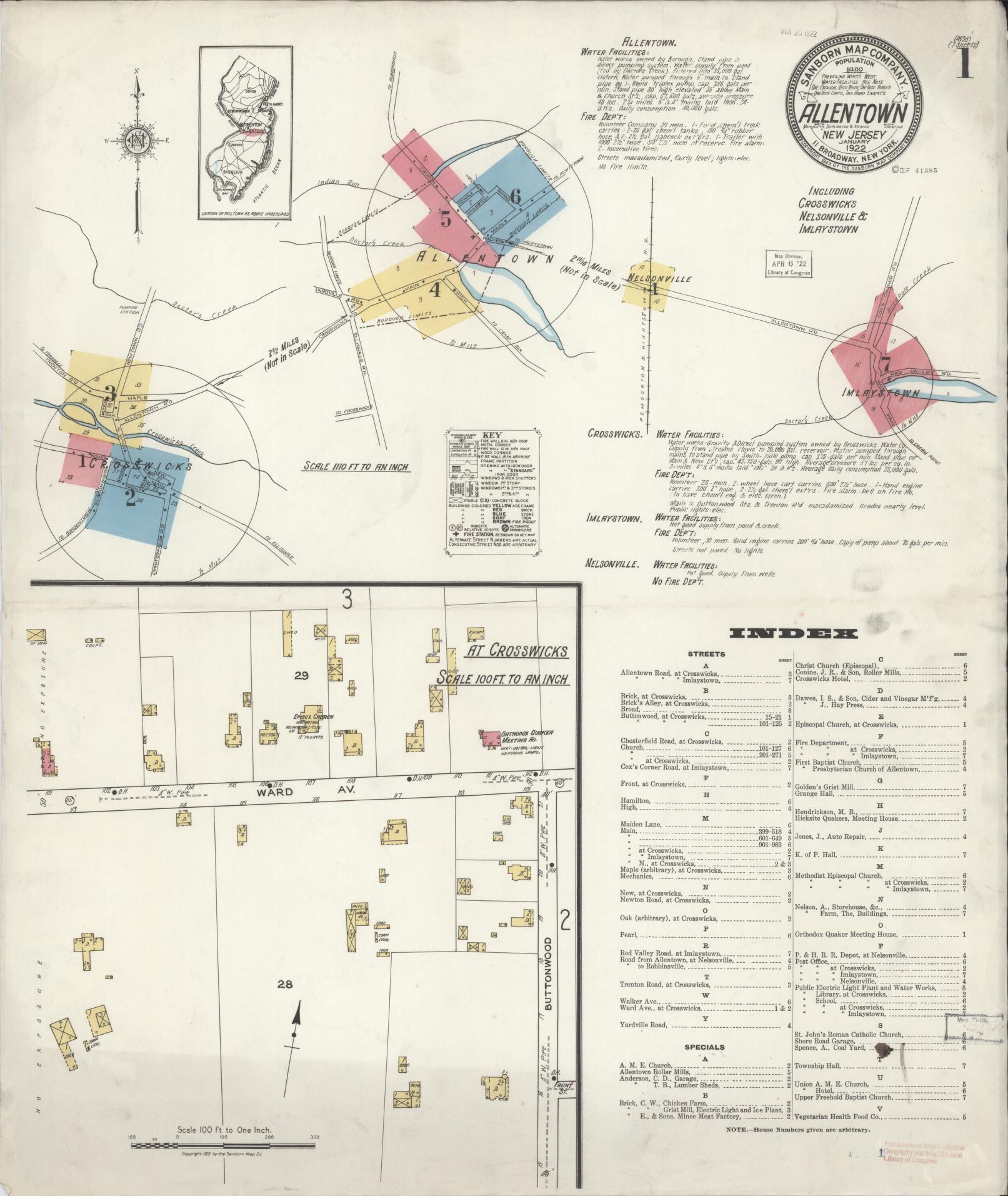 Sanborn Fire Insurance Map from Allentown, Monmouth County, New Jersey. (1922) – Historic Sanborn Fire Insurance Map Print